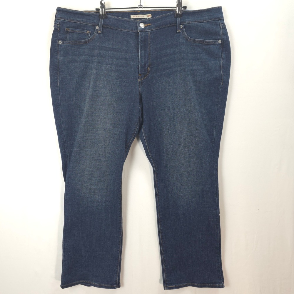 Levi's 414 Classic Straight Jeans Women 22W Mid Rise Dark Wash Casual Plus Size